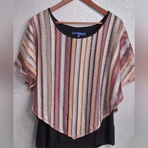 Apt.9 Striped Multicolor Poncho Top  Sizr L